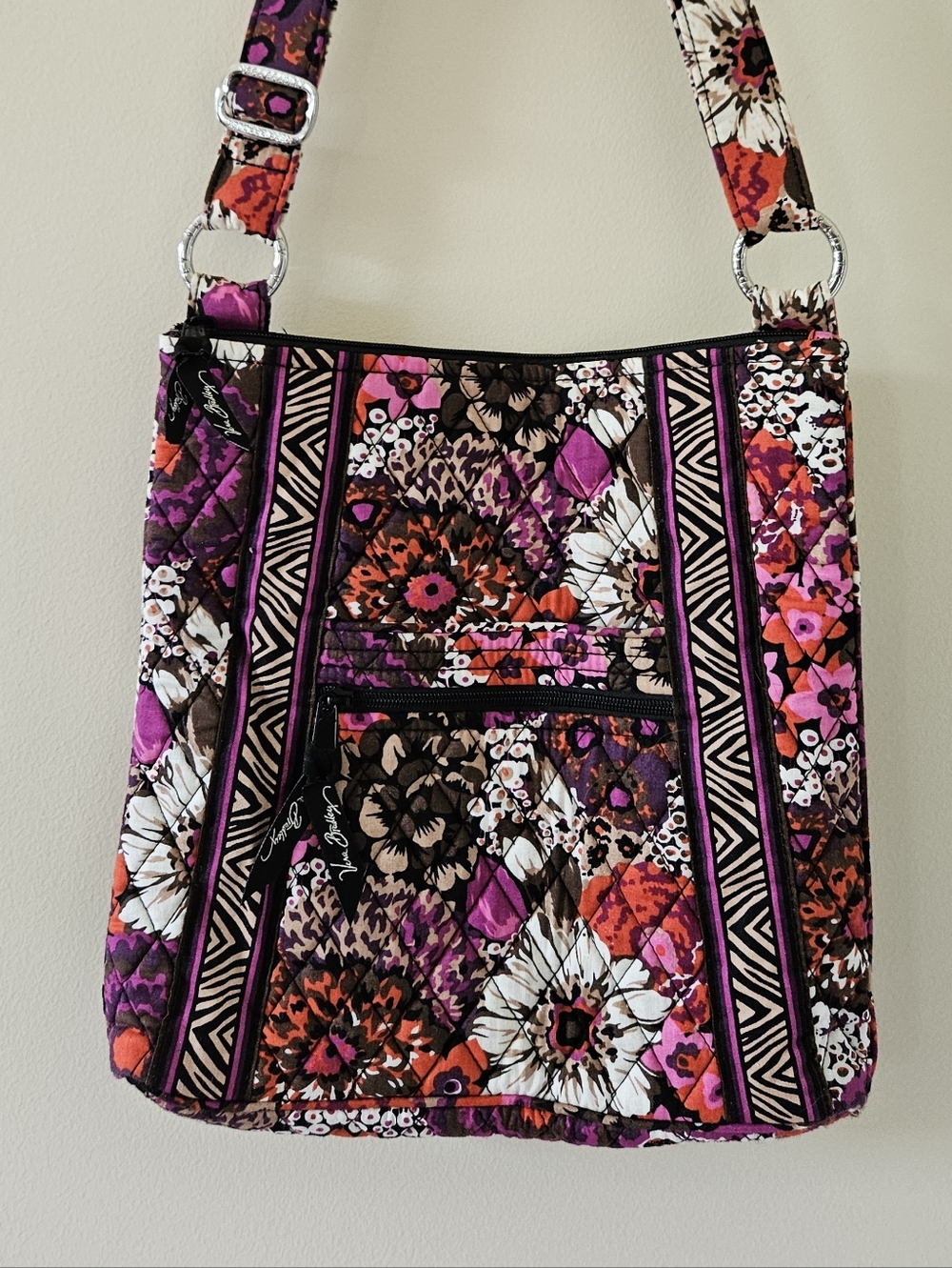NEW Vera Bradley Rosewood Floral Print Hipster Quilted Crossbody Bag